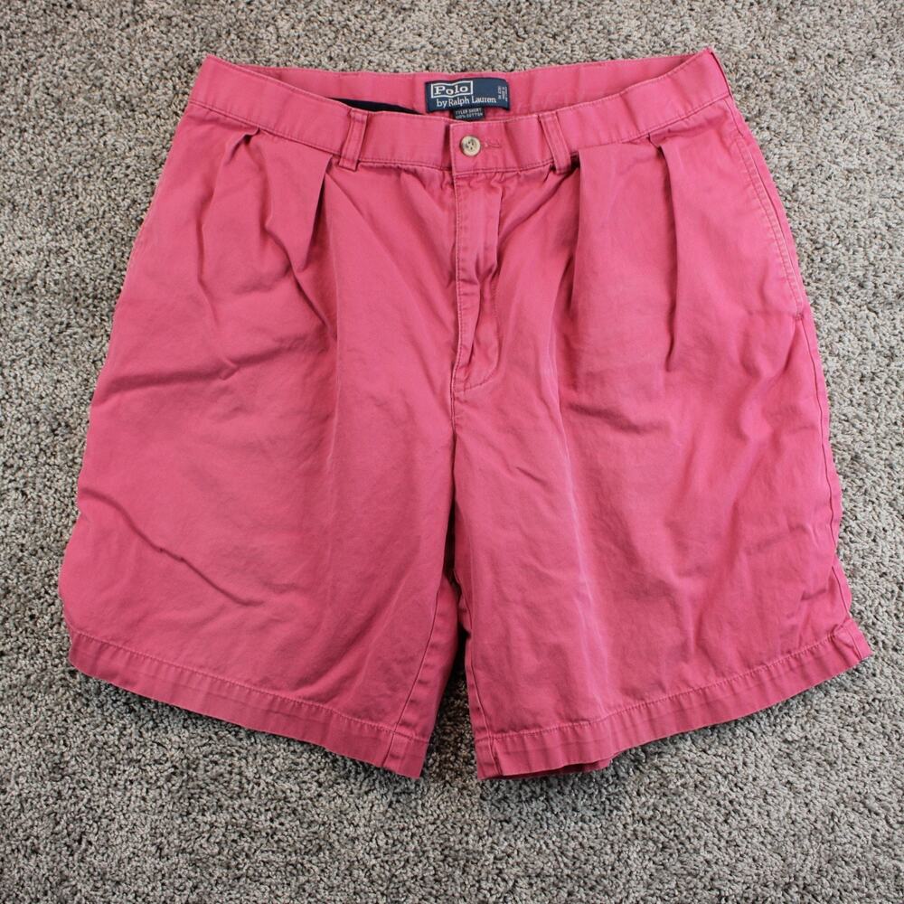 Polo Ralph Lauren Red Pleated Chino Shorts Mens 34